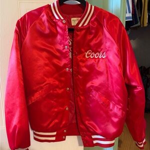Coors Red Vintage Satin Chute Out Pro Rodeo Bomber Jacket
